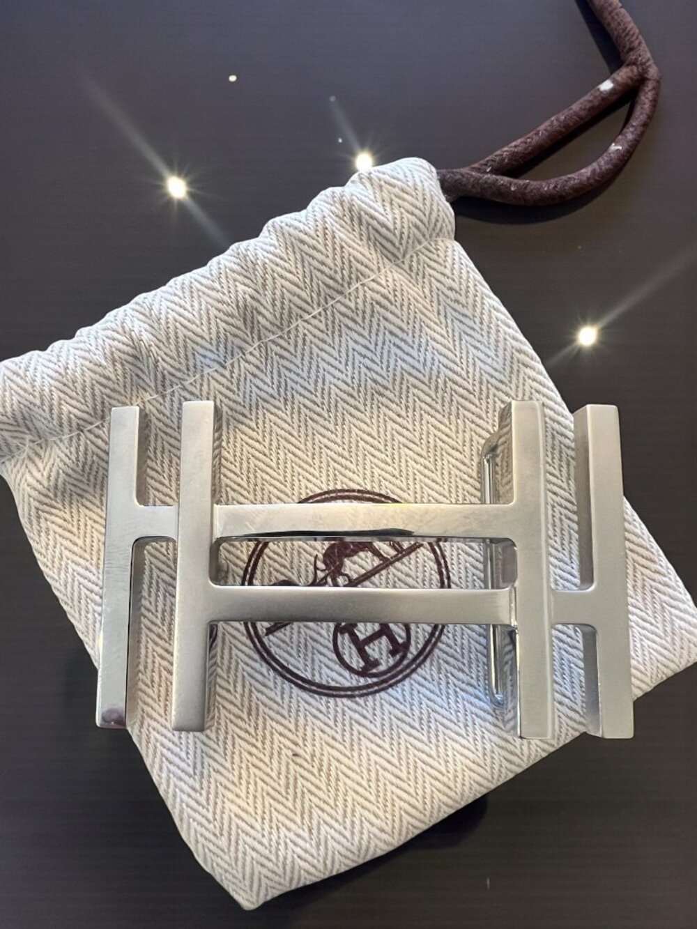Authentic Hermes Au Carre H Belt Buckle 38mm Silver Hardware w/ Dust Bag